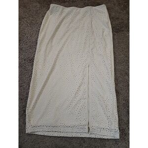 NWT A New Day Cream Eyelet Midi Skirt Size 10